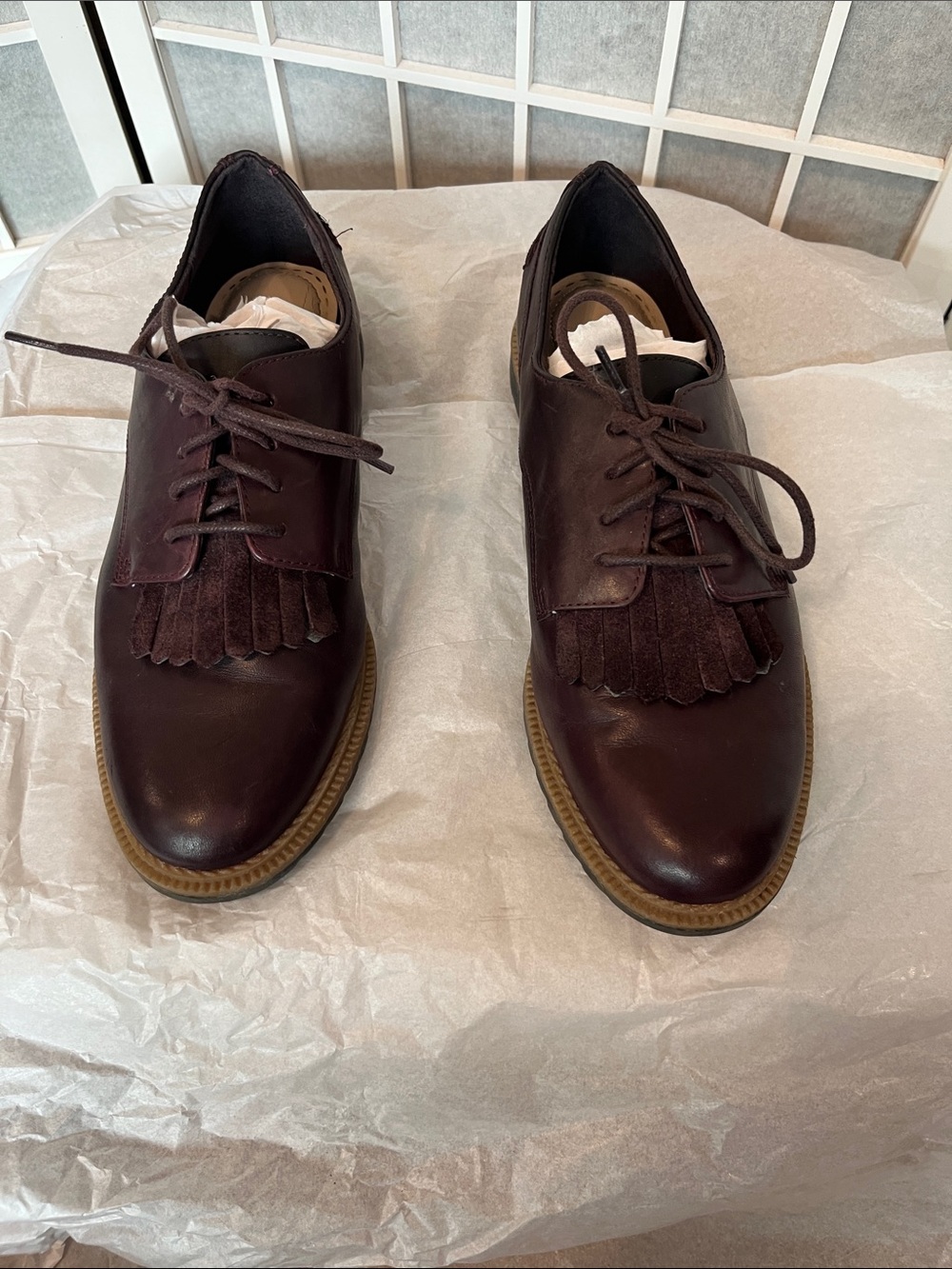 Clarks Women's Kiltie Lace-Up Flats in Dark Burgundy